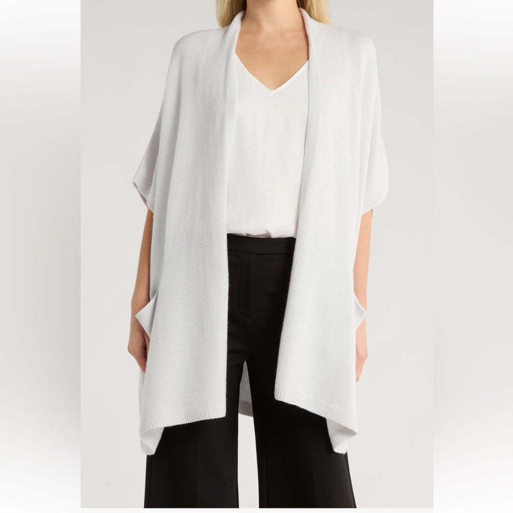 Theory Cozy Wool & Cashmere Blend Poncho Cardigan In Whisper Size M/L